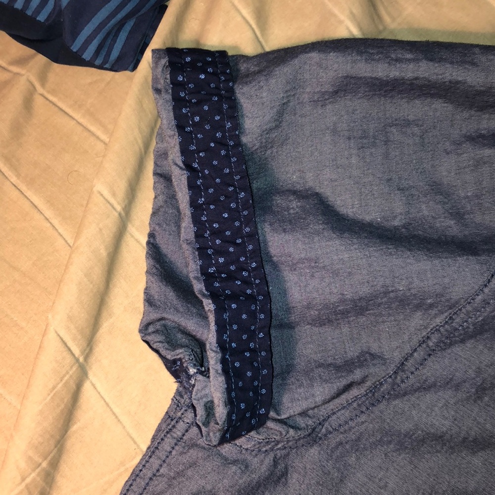 Navy Blue Short Sleeve Button Down Shirt - Picture 5 of 8